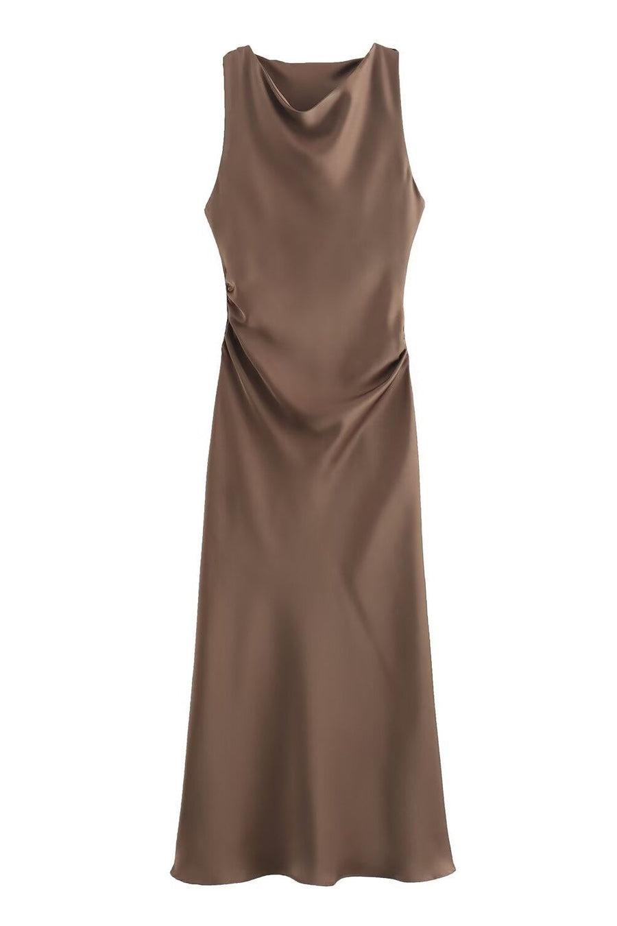 Sage Green Sleeveless Ruched Long Dress
