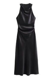 Sage Green Sleeveless Ruched Long Dress
