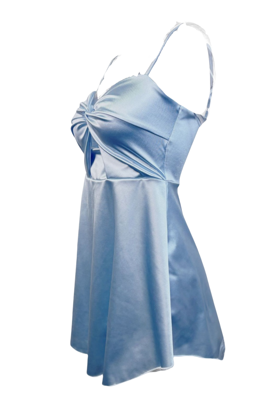 Blue Straps Twist Keyhole A-line Short Dress