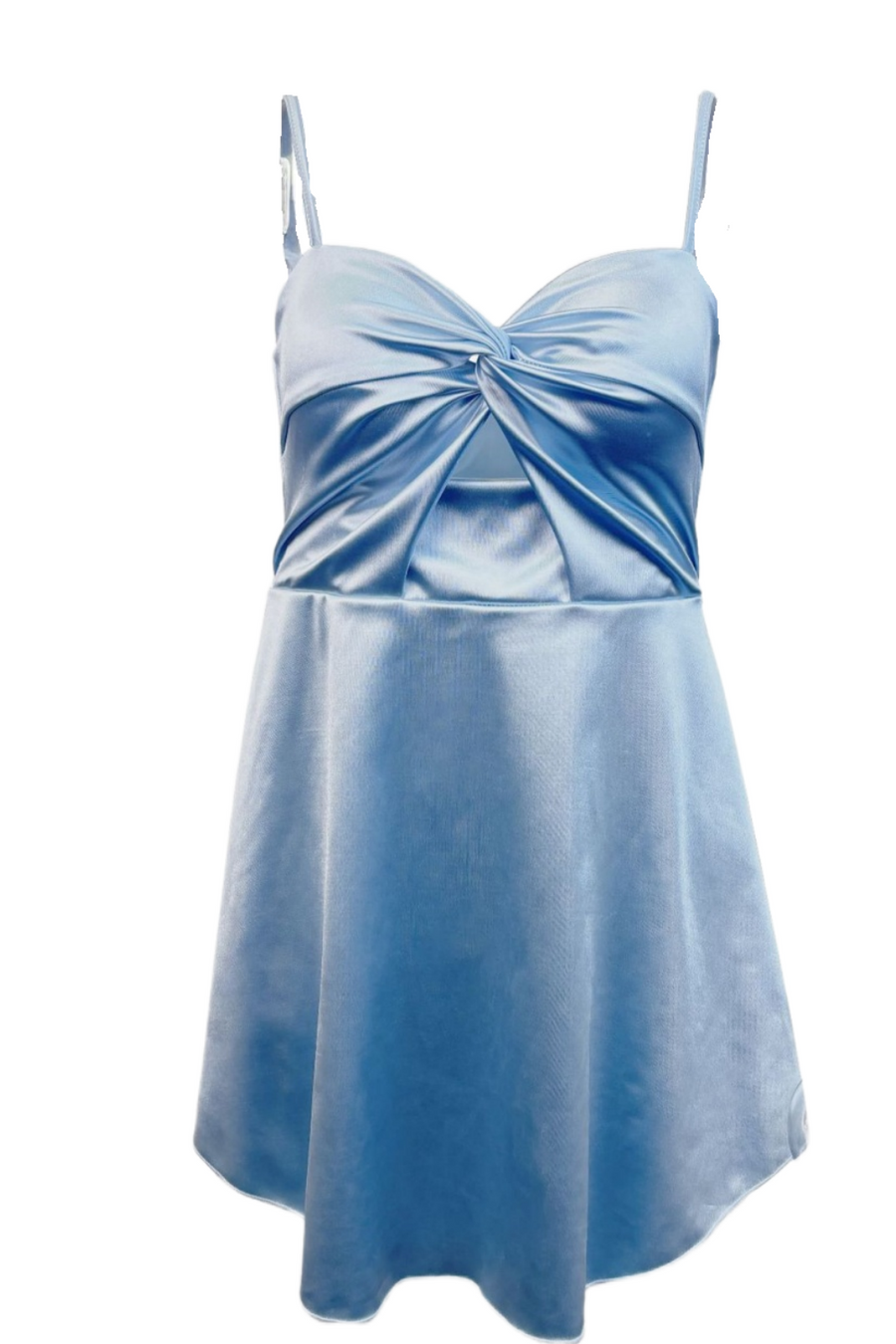 Blue Straps Twist Keyhole A-line Short Dress