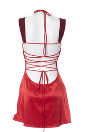 Blue Halter A-line Short Summer Dress