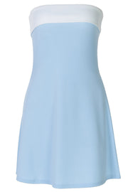 Strapless Blue and White A-line Short Dress