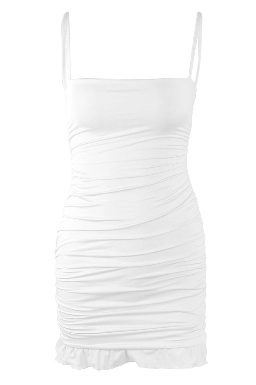 Brown Straps Ruched Tight Short Dress