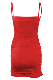 Brown Straps Ruched Tight Short Dress