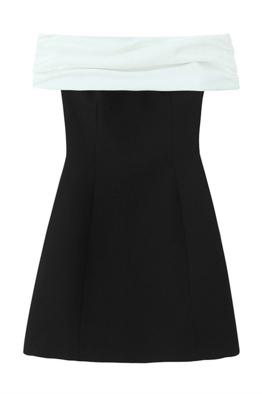 Off the Shoulder White and Black Short Dress