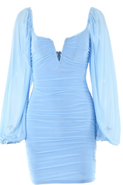 Orange Long Sleeves Tight Party Dress