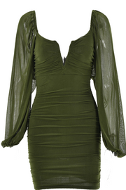 Orange Long Sleeves Tight Party Dress