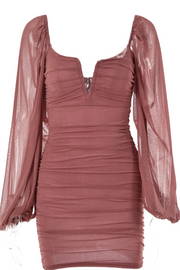 Orange Long Sleeves Tight Party Dress