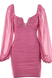 Orange Long Sleeves Tight Party Dress