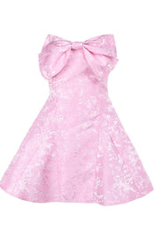Strapless Pink A-line Short Bow Dress