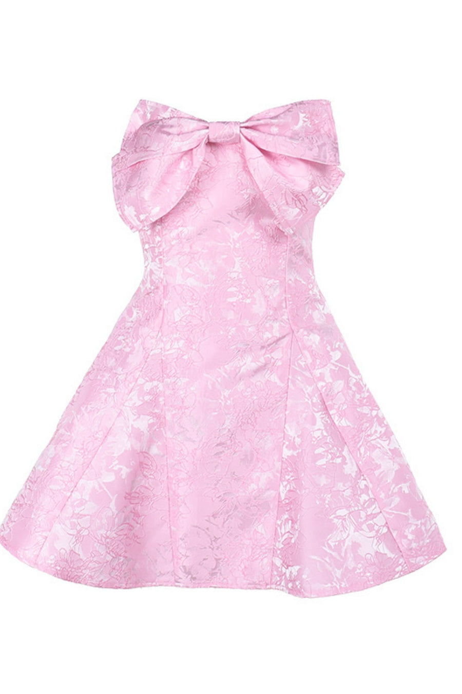 Strapless Pink A-line Short Bow Dress