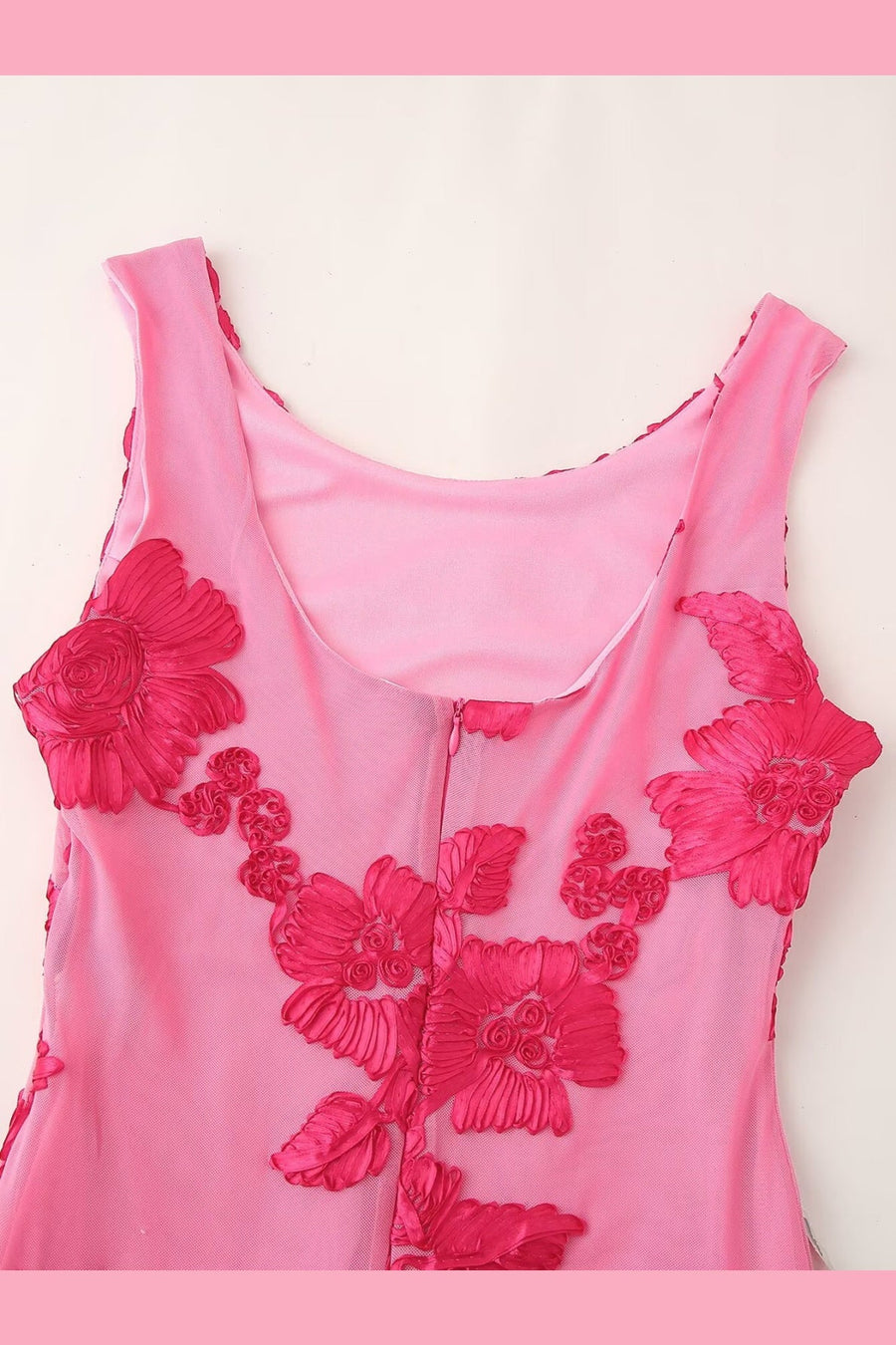 Scoop Hot Pink Floral Jacquard Fitted Long Dress