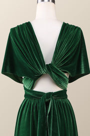 Dark Green Velvet Convertible Bridesmaid Dress