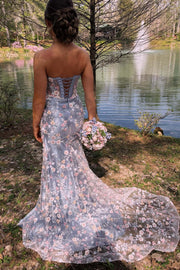 Sage Green Floral Embroidery Corset Fitted Dress