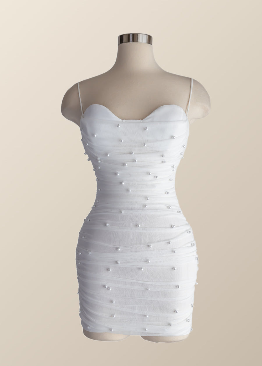 Straps Blue Tight Mini Dress with Pearls Ohmollydress Straps Blue Tight Mini Dress with Pearls Ohmollydress