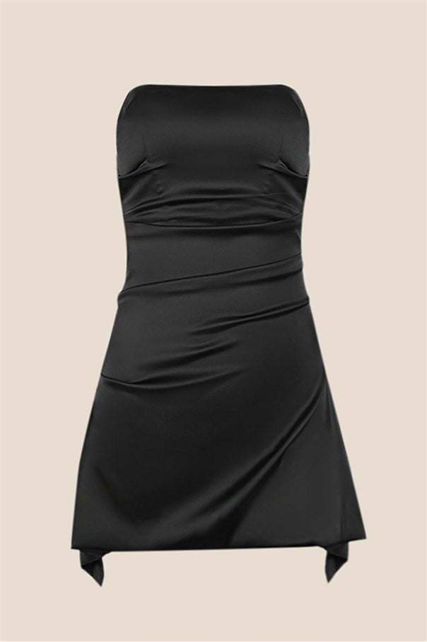 Strapless Black Ruched Short Homecoming Dress Ohmollydress Strapless Black Ruched Short Homecoming Dress Ohmollydress