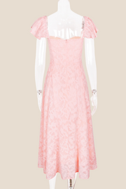 Flare Sleeves Pink Ruched A-line Long Dress