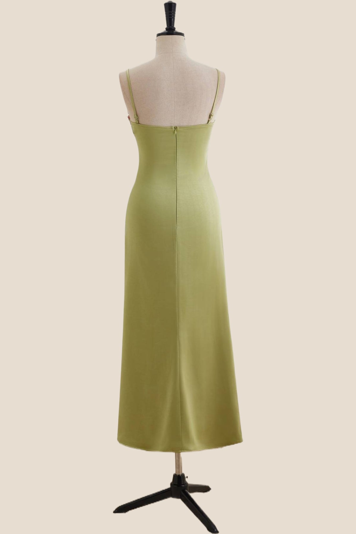 Green Floral Embroidery Sheath Long Dress