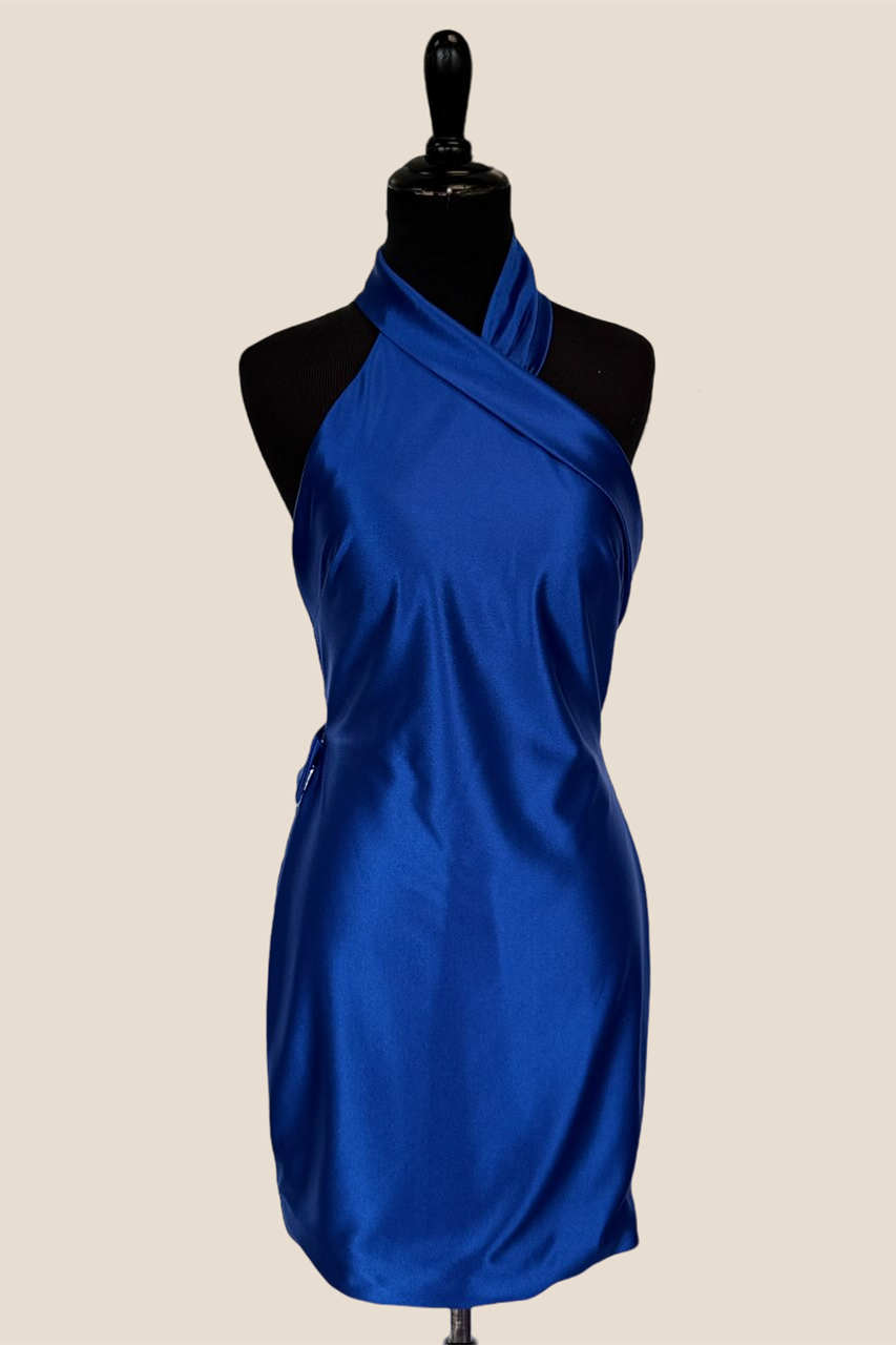 Halter Royal Blue Open Back Short Dress Ohmollydress Halter Royal Blue Open Back Short Dress Ohmollydress