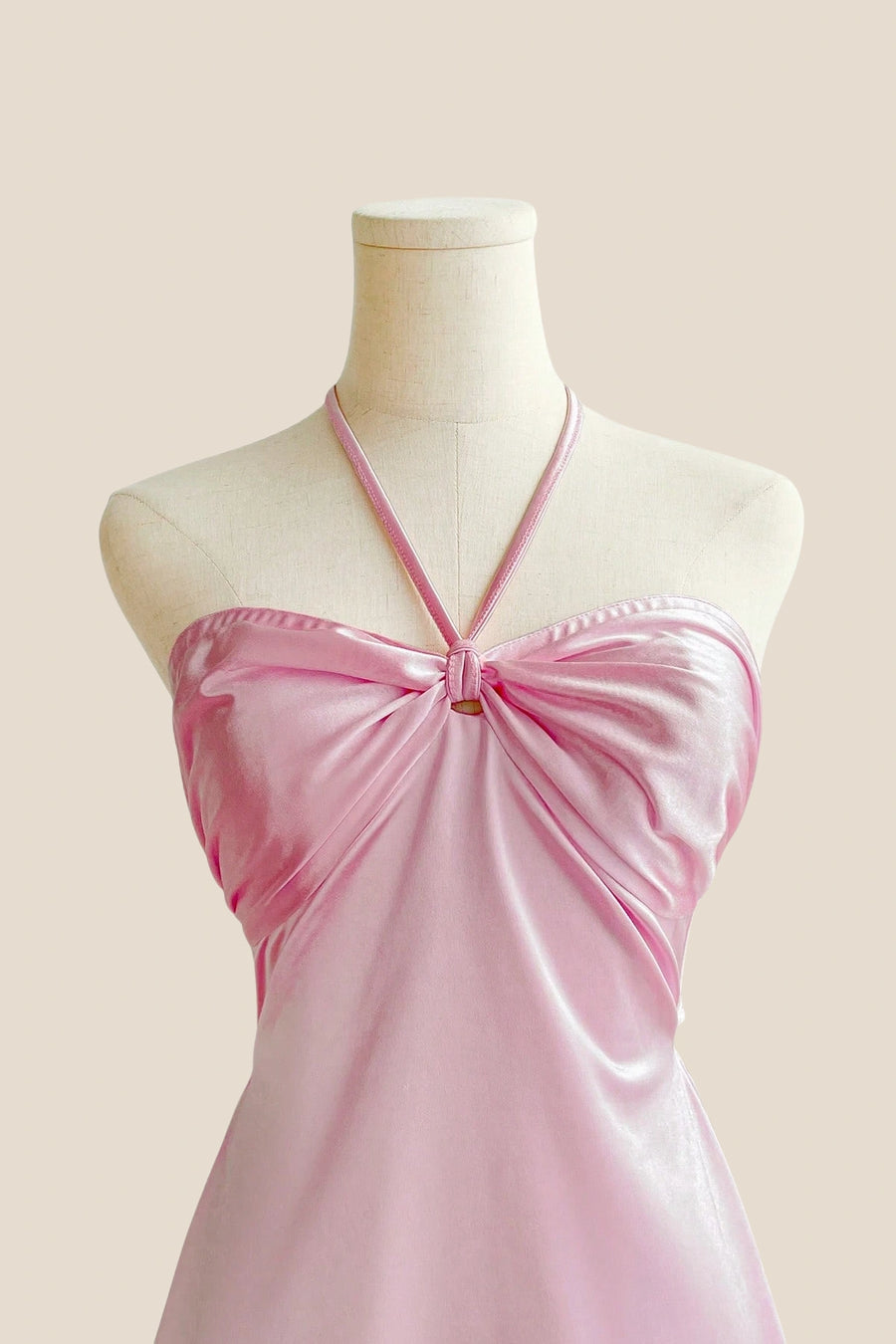 Halter Light Blue Back Tie A-line Short Dress