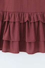 Halter Wine Red Ruffle A-line Short Dress