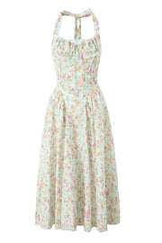 Halter White Tie Front Summer Dress