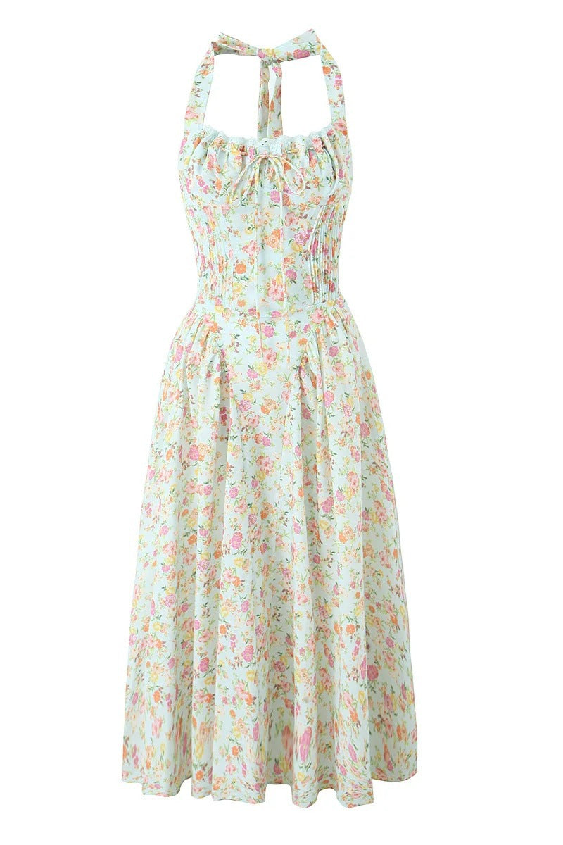 Halter White Tie Front Summer Dress