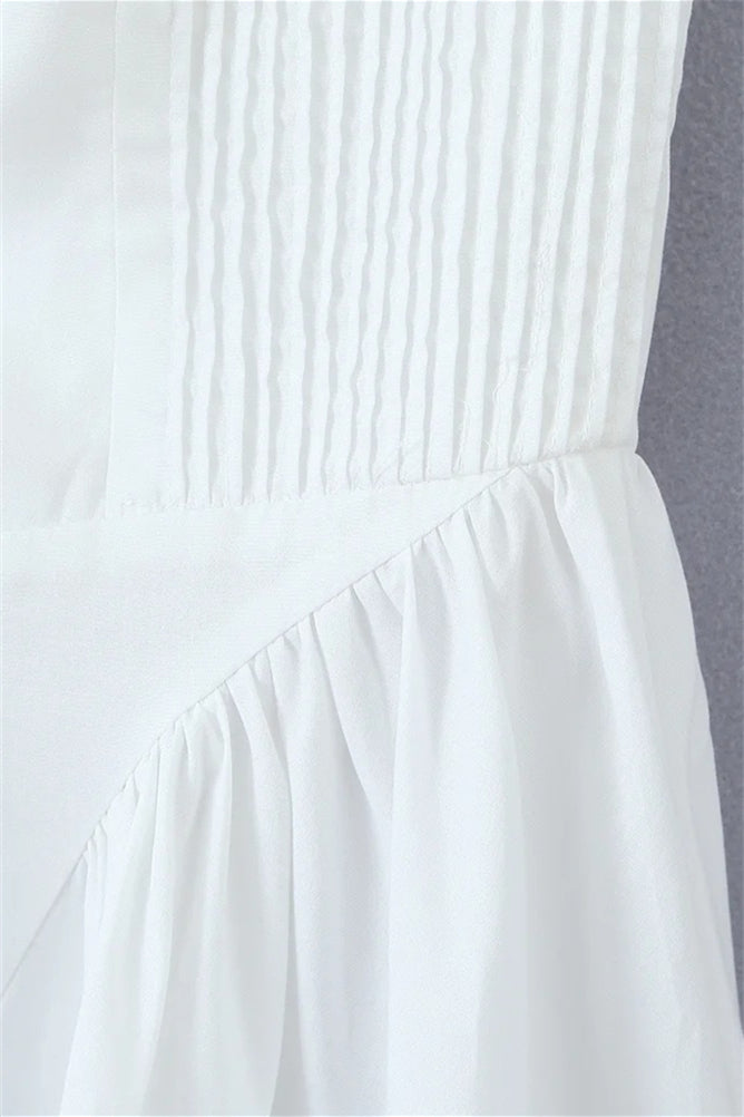 Halter White Tie Front Summer Dress
