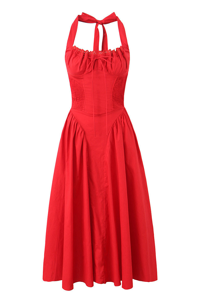 Halter White Tie Front Summer Dress