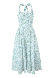 Halter White Tie Front Summer Dress