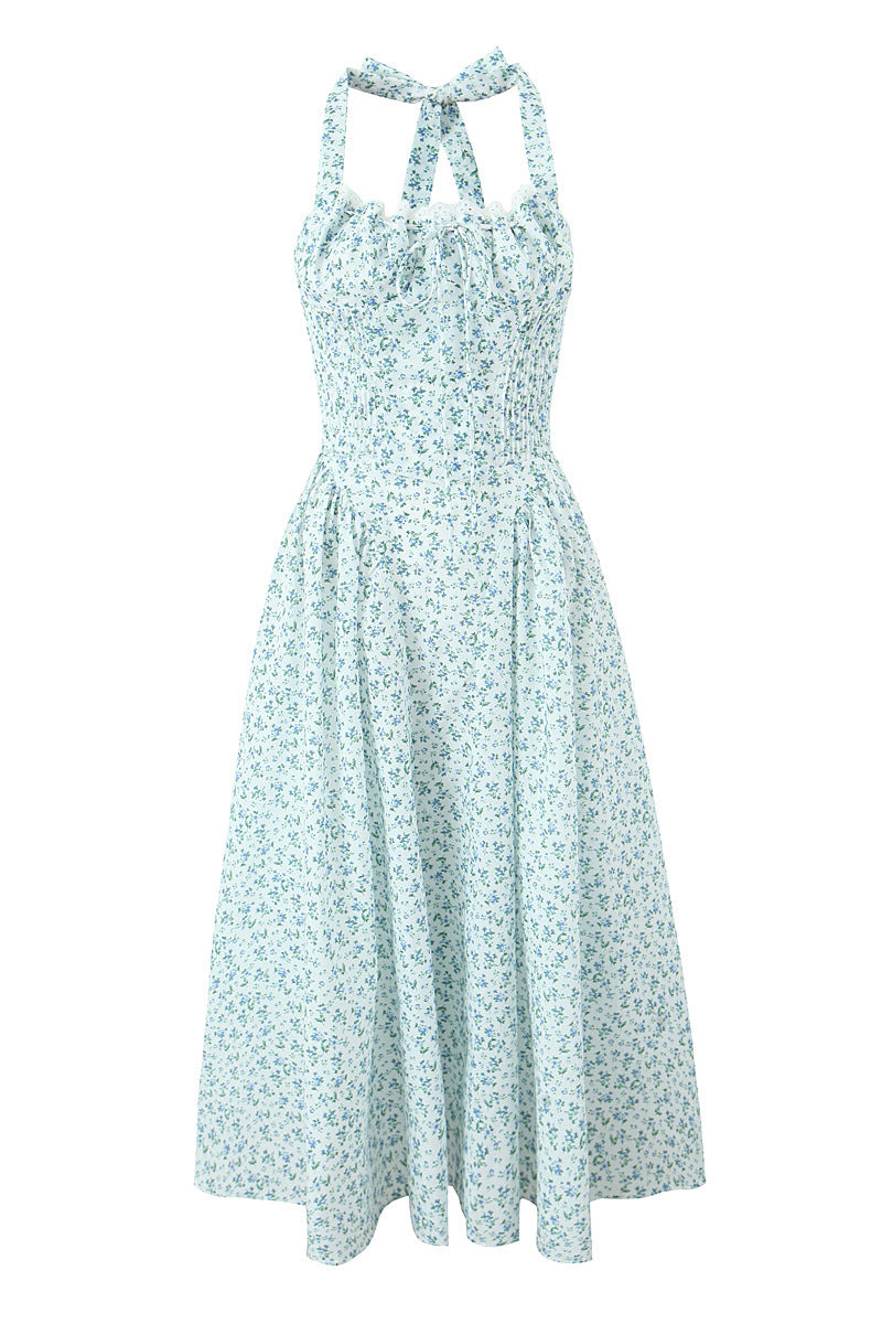 Halter White Tie Front Summer Dress