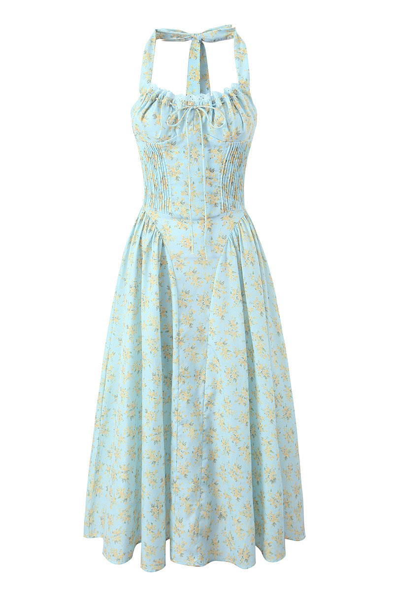 Halter White Tie Front Summer Dress