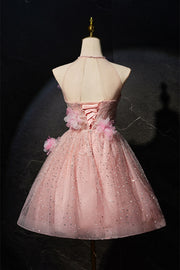 Halter Neck Blush Pink Tulle Dress
