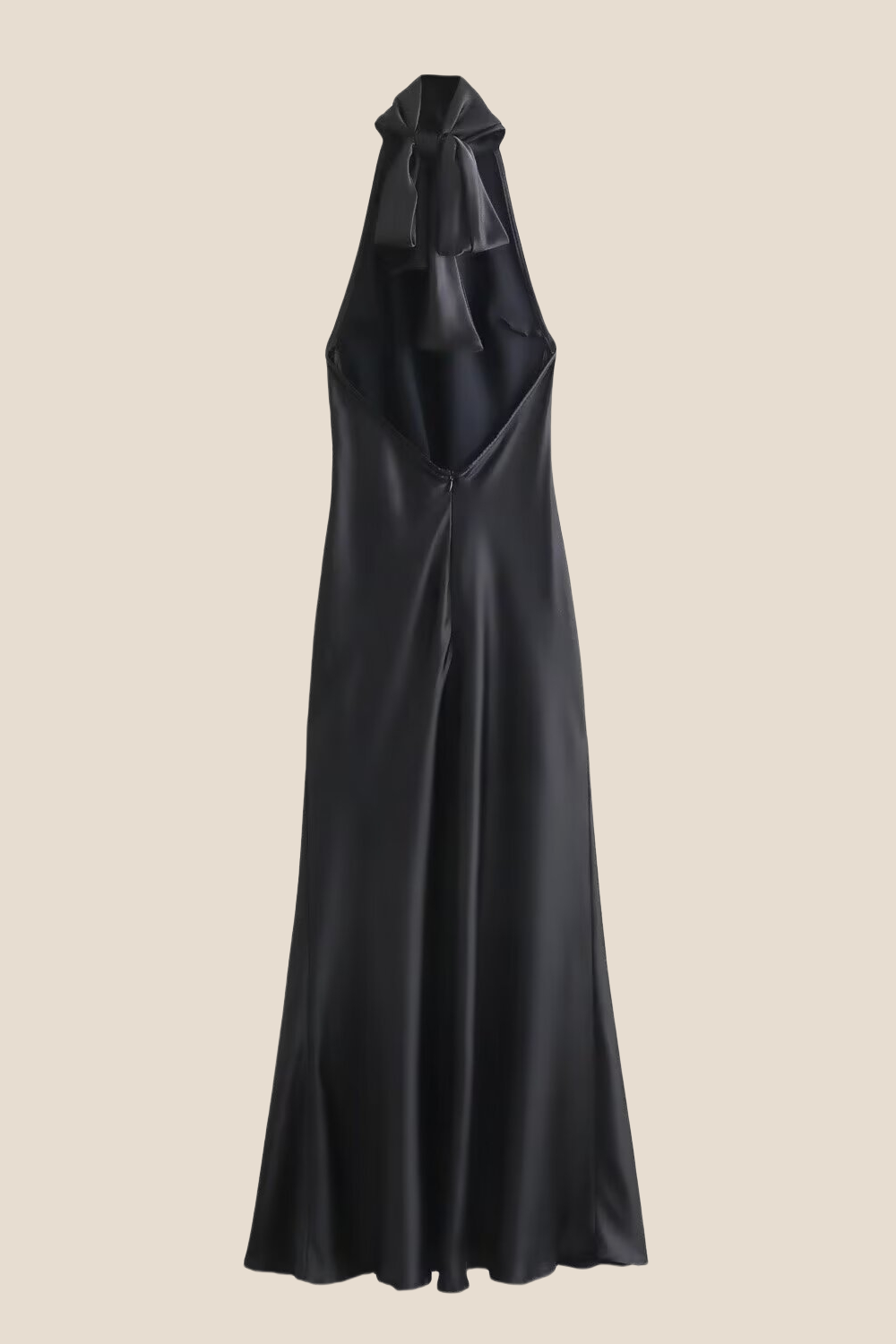 High Neck Black Open Back Long Dress