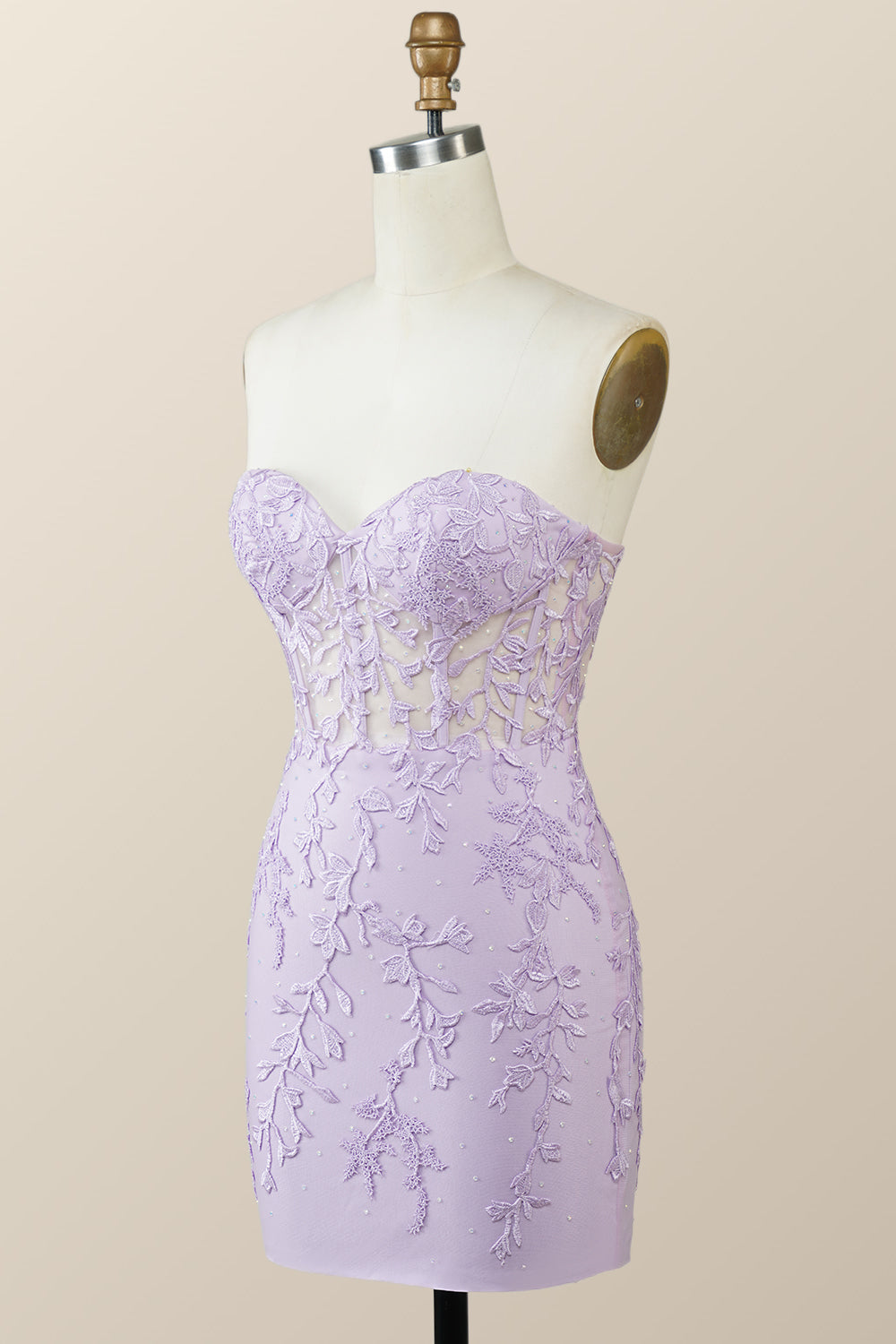 Fuchsia Lace Appliques Tight Mini Dress - Ohmollydress