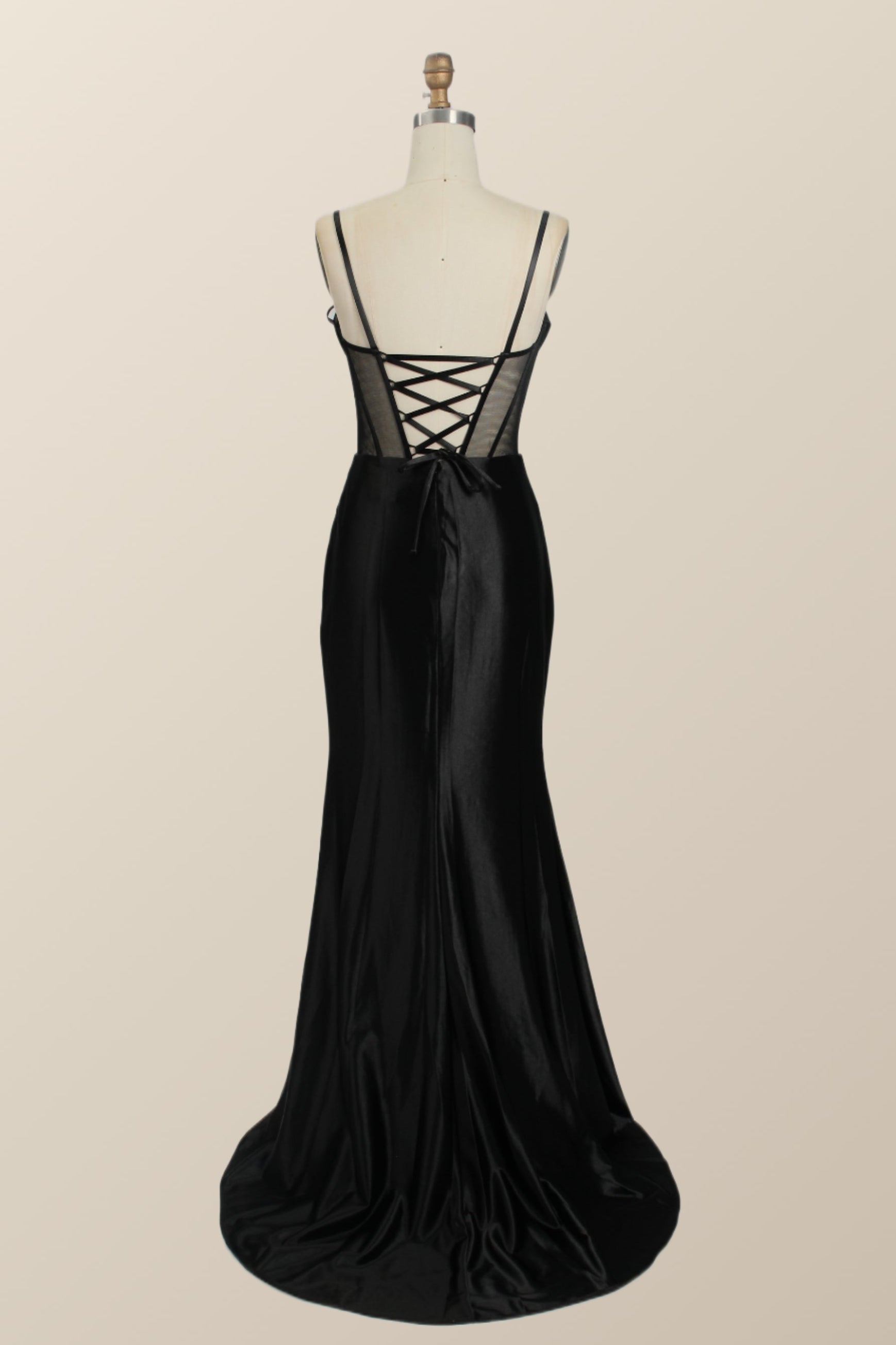 Black Mermaid Satin Long Formal Dress