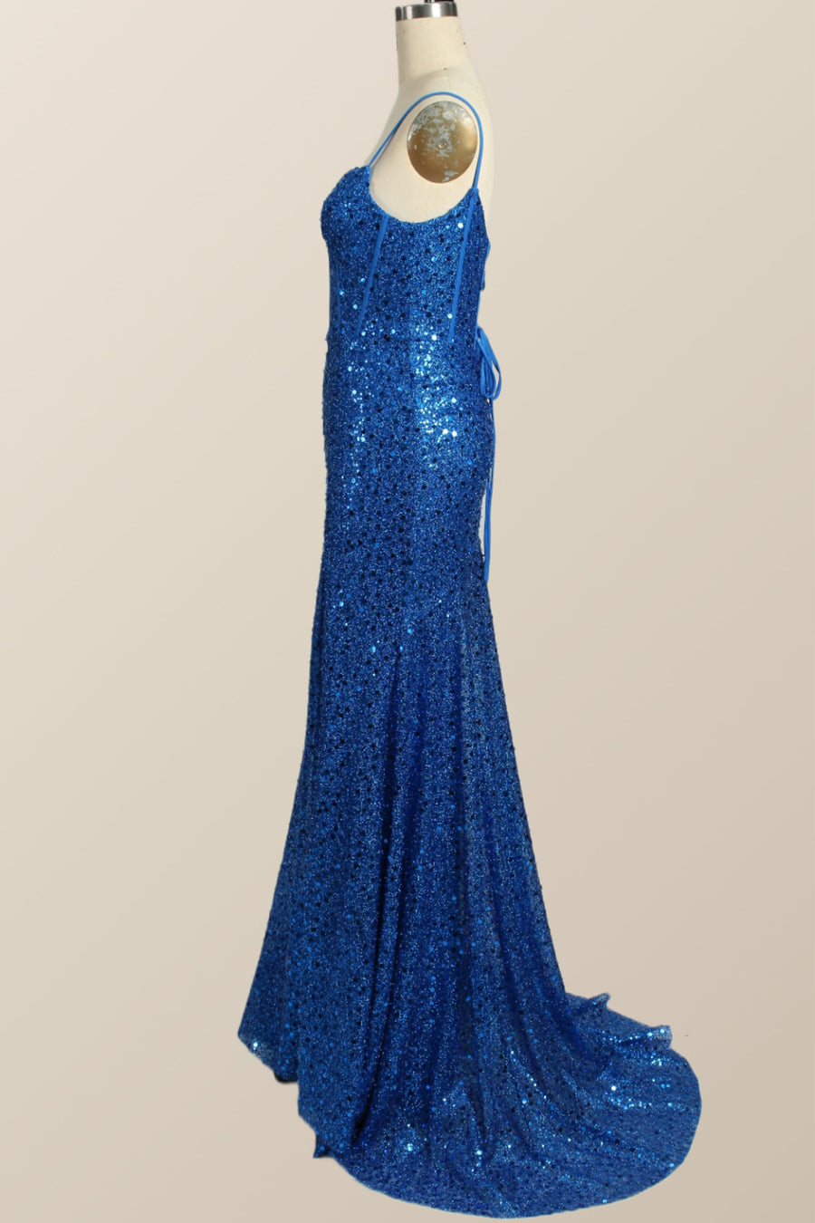 Royal Blue Sequin Mermaid Long Prom Dress