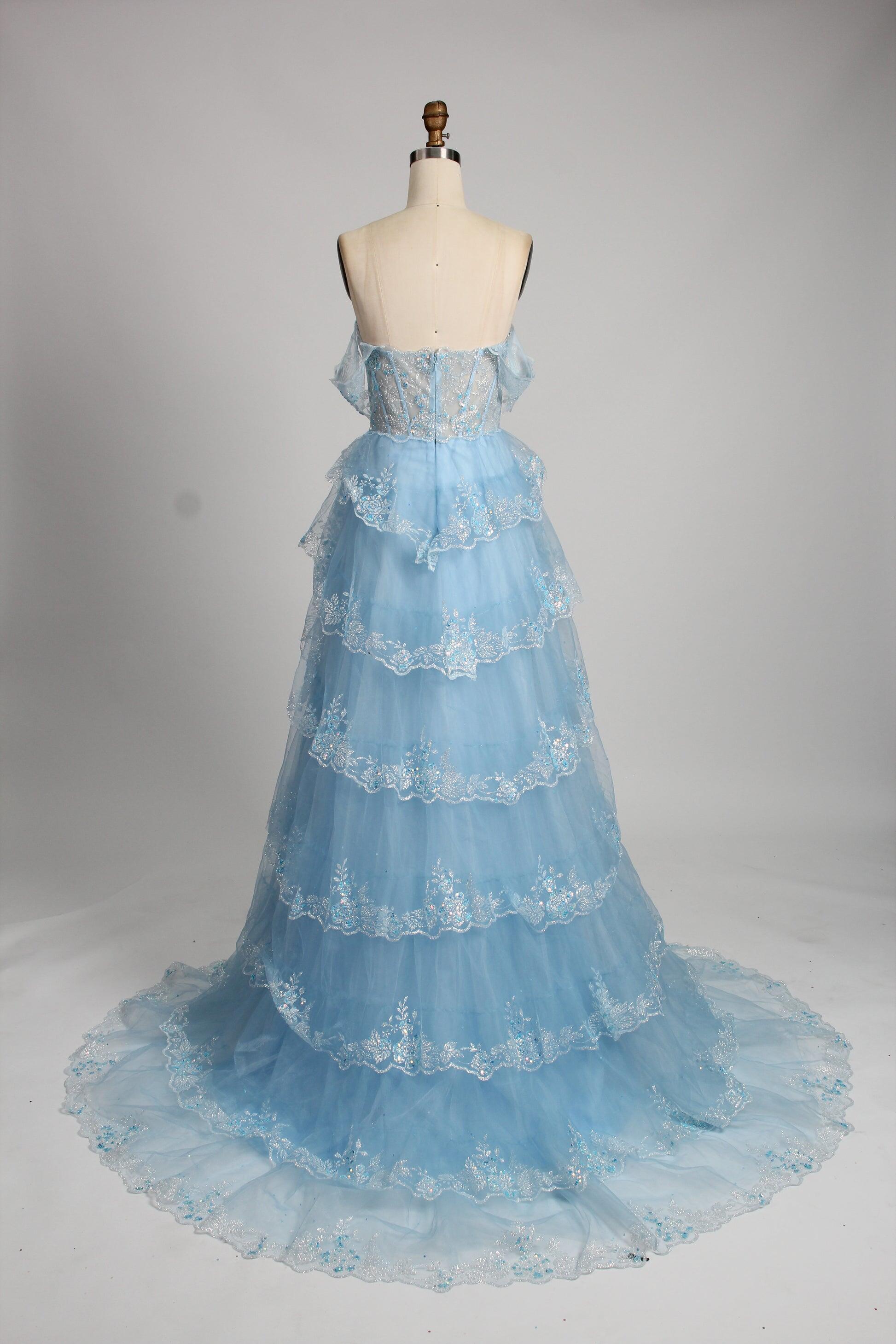 OFF SHOULDER TULLE LAYERED DRESS