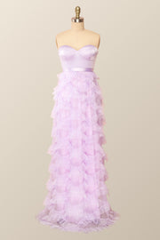 Sweetheart Lavender Tiered Ruffles Long Formal Dress