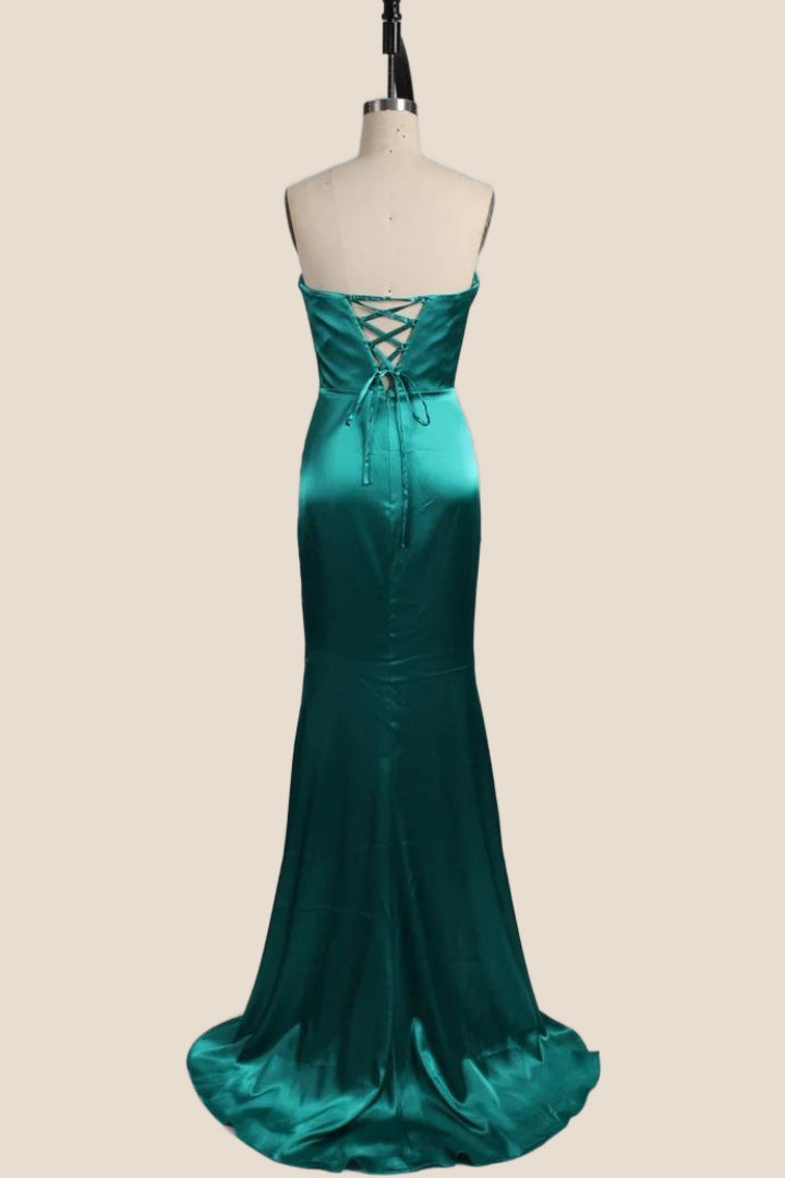 Sky Blue Strapless Mermaid Long Formal Dress
