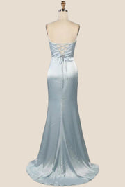 Sky Blue Strapless Mermaid Long Formal Dress