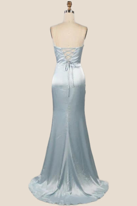 Sky Blue Strapless Mermaid Long Formal Dress