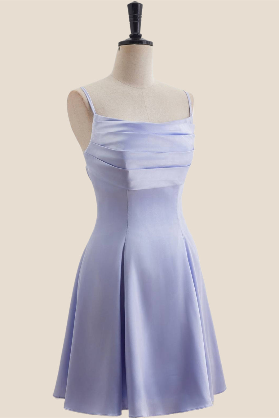 Lavender Cowl Neck Short Dress with Back Bow