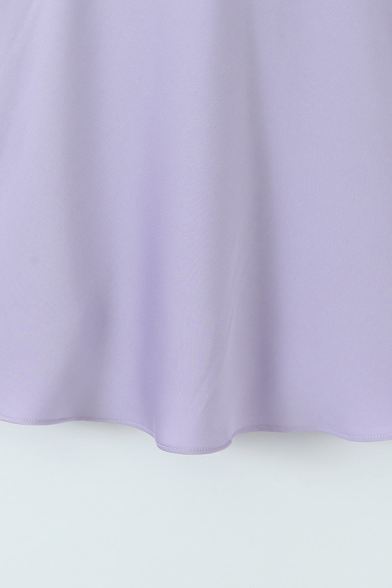 Lavender Embroidery Short Dress with Back Bow