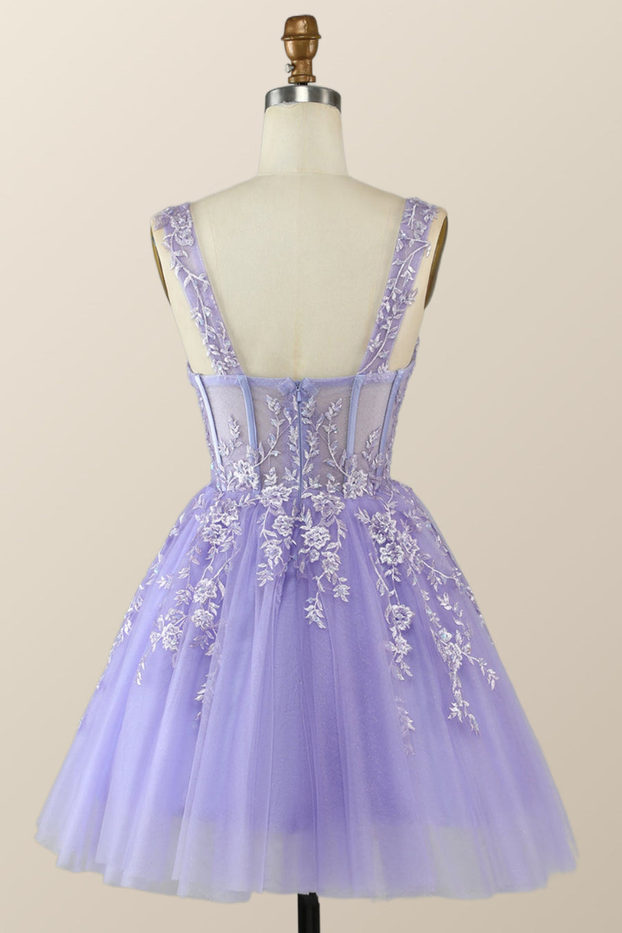 Princess Lavender Embroidered Short Princess Dress
