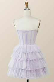 Lavender Strapless Cowl Neck Short A-line Princess Dress