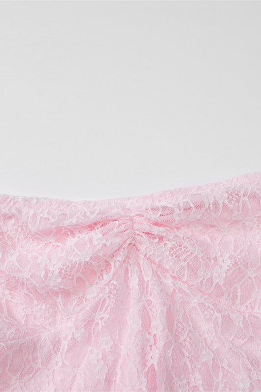 Long Sleeves Pink Lace Mermaid Long Party Dress