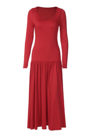 Long Sleeves Red Long Dress