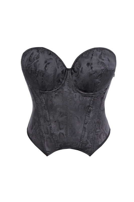 Black Sweetheart Jacquard Corset Top