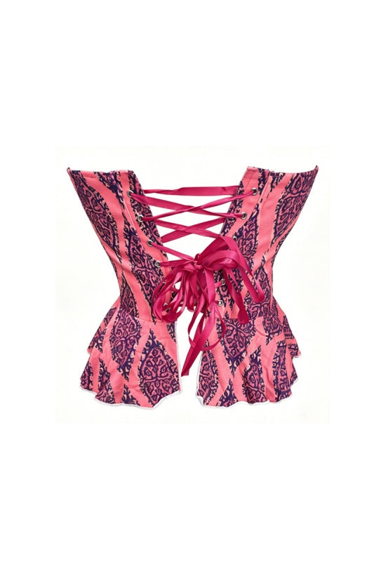 Coral Floral Strapless Corset Top